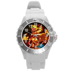 Dragon Lights Round Plastic Sport Watch (l) by Riverwoman