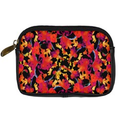 Red Floral Collage Print Design 2 Digital Camera Leather Case by dflcprintsclothing