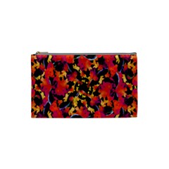 Red Floral Collage Print Design 2 Cosmetic Bag (small) by dflcprintsclothing