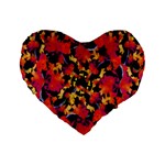 Red Floral Collage Print Design 2 Standard 16  Premium Heart Shape Cushions Front