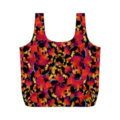 Red Floral Collage Print Design 2 Full Print Recycle Bag (m)