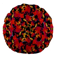 Red Floral Collage Print Design 2 Large 18  Premium Flano Round Cushions by dflcprintsclothing