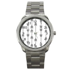 Black And White Abstract Pattern Sport Metal Watch by Valentinaart