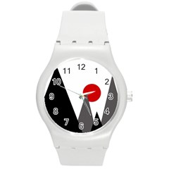 Geometric Landscape Round Plastic Sport Watch (m)