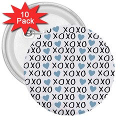 Xo Valentines Day Pattern 3  Buttons (10 Pack)  by Valentinaart