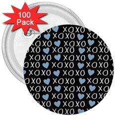 Xo Valentines Day Pattern 3  Buttons (100 Pack)  by Valentinaart