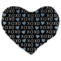 Xo Valentines Day Pattern Large 19  Premium Flano Heart Shape Cushions by Valentinaart