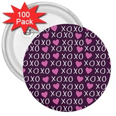 Xo Valentines Day Pattern 3  Buttons (100 Pack)  by Valentinaart