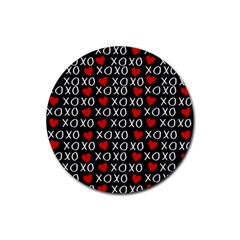 Xo Valentines Day Pattern Rubber Coaster (round)  by Valentinaart