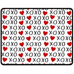 Xo Valentines Day Pattern Double Sided Fleece Blanket (medium)  by Valentinaart