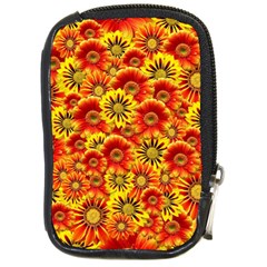 Brilliant Orange And Yellow Daisies Compact Camera Leather Case