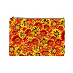 Brilliant Orange And Yellow Daisies Cosmetic Bag (Large)