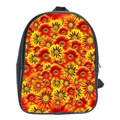 Brilliant Orange And Yellow Daisies School Bag (Large)