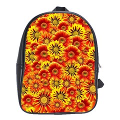 Brilliant Orange And Yellow Daisies School Bag (XL)