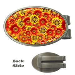 Brilliant Orange And Yellow Daisies Money Clips (Oval) 