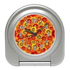 Brilliant Orange And Yellow Daisies Travel Alarm Clock