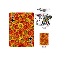 Brilliant Orange And Yellow Daisies Playing Cards 54 (mini) by retrotoomoderndesigns