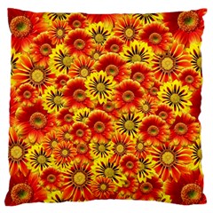 Brilliant Orange And Yellow Daisies Large Flano Cushion Case (Two Sides)