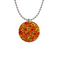 Brilliant Orange And Yellow Daisies 1  Button Necklace