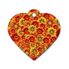 Brilliant Orange And Yellow Daisies Dog Tag Heart (One Side)