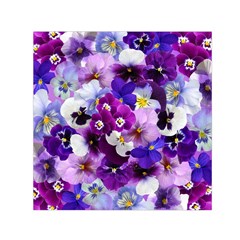 Pretty Purple Pansies Small Satin Scarf (square)