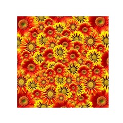 Brilliant Orange And Yellow Daisies Small Satin Scarf (Square)