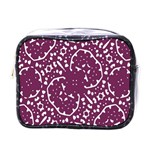 Magenta And White Abstract Print Pattern Mini Toiletries Bag (One Side) Front