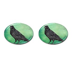 Raven - In Green - Cufflinks (oval) by WensdaiAmbrose