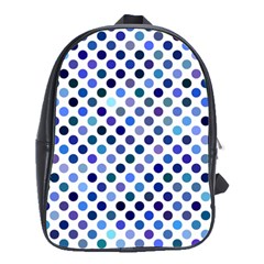 Shades Of Blue Polka Dots School Bag (large) by retrotoomoderndesigns