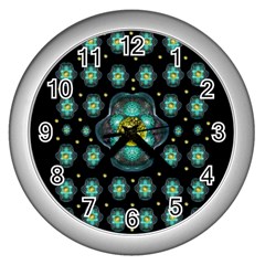 Light And Love Flowers Decorative Wall Clock (silver) by pepitasart