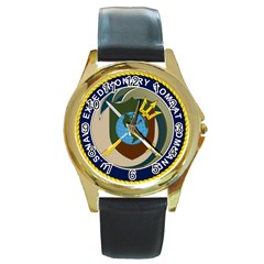 Seal Of United States Navy Expeditionary Combat Command Round Gold Metal Watch by abbeyz71