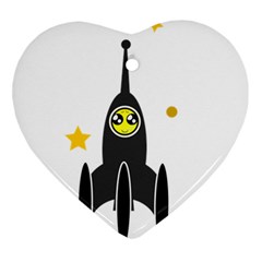 Spacecraft Star Emoticon Travel Heart Ornament (two Sides) by Wegoenart