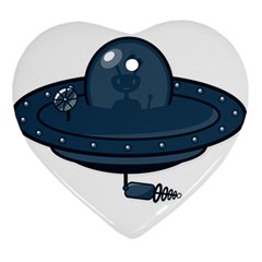 Ufo Unknown Alien Alie Heart Ornament (two Sides)