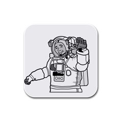 Astronaut Space Exploration Helmet Rubber Square Coaster (4 Pack) 