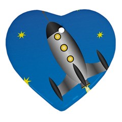 Rocket Spaceship Space Travel Nasa Heart Ornament (two Sides)