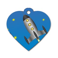 Rocket Spaceship Space Travel Nasa Dog Tag Heart (two Sides) by Wegoenart