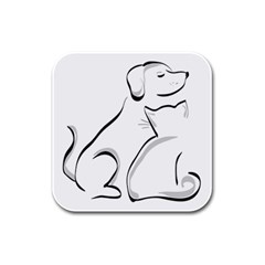 Dog Cat Animal Pet Cute Rubber Square Coaster (4 Pack) 