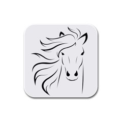 Animal Equine Face Horse Rubber Square Coaster (4 Pack) 