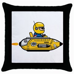 Cartoon Space Racer Galaxy Science Throw Pillow Case (black) by Wegoenart