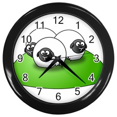 Sheep Agriculture Hill Group Flock Wall Clock (black) by Wegoenart