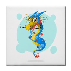 Dragon Chinese Blue Mustache China Tile Coasters by Wegoenart