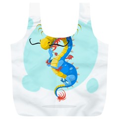 Dragon Chinese Blue Mustache China Full Print Recycle Bag (xl)