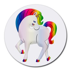 Rainbow Unicorn Unicorn Heart Round Mousepads by Wegoenart