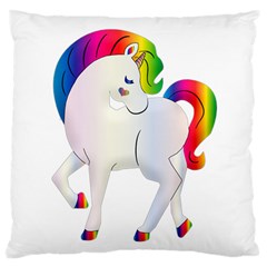 Rainbow Unicorn Unicorn Heart Large Flano Cushion Case (one Side)