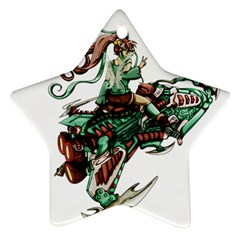 Furry Rocket Spaceship Fairy Ornament (star) by Wegoenart