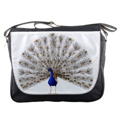 Peacock Colorful Bird Feather Blue Messenger Bag by Wegoenart