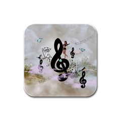 Dancing On A Clef Rubber Square Coaster (4 Pack)  by FantasyWorld7