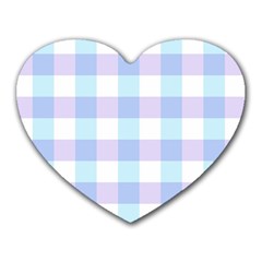 Gingham Duo Aqua On Lavender Heart Mousepads