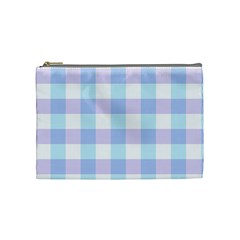 Gingham Duo Aqua On Lavender Cosmetic Bag (medium) by retrotoomoderndesigns