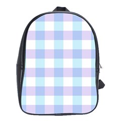 Gingham Duo Aqua On Lavender School Bag (large) by retrotoomoderndesigns